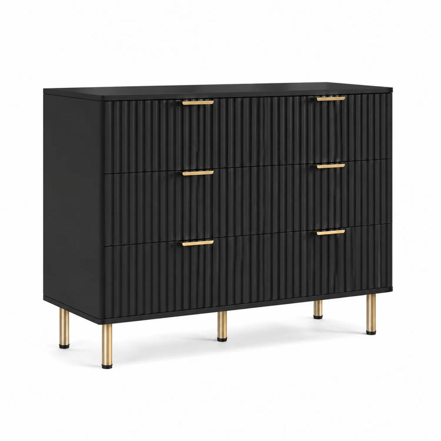 Cómoda Negra de Madera y Metal con 3 Cajones