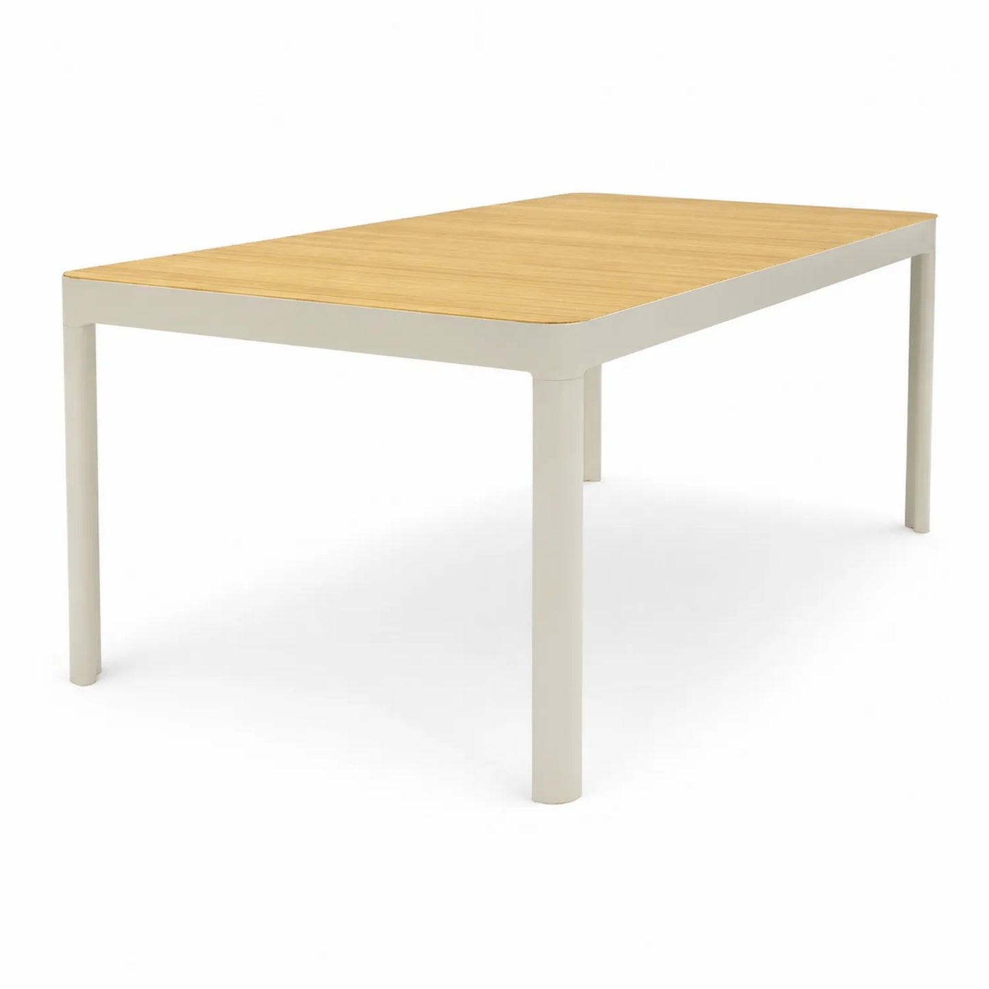 Mesa de exterior de aluminio y madera 150x90 cm Beige y Natural