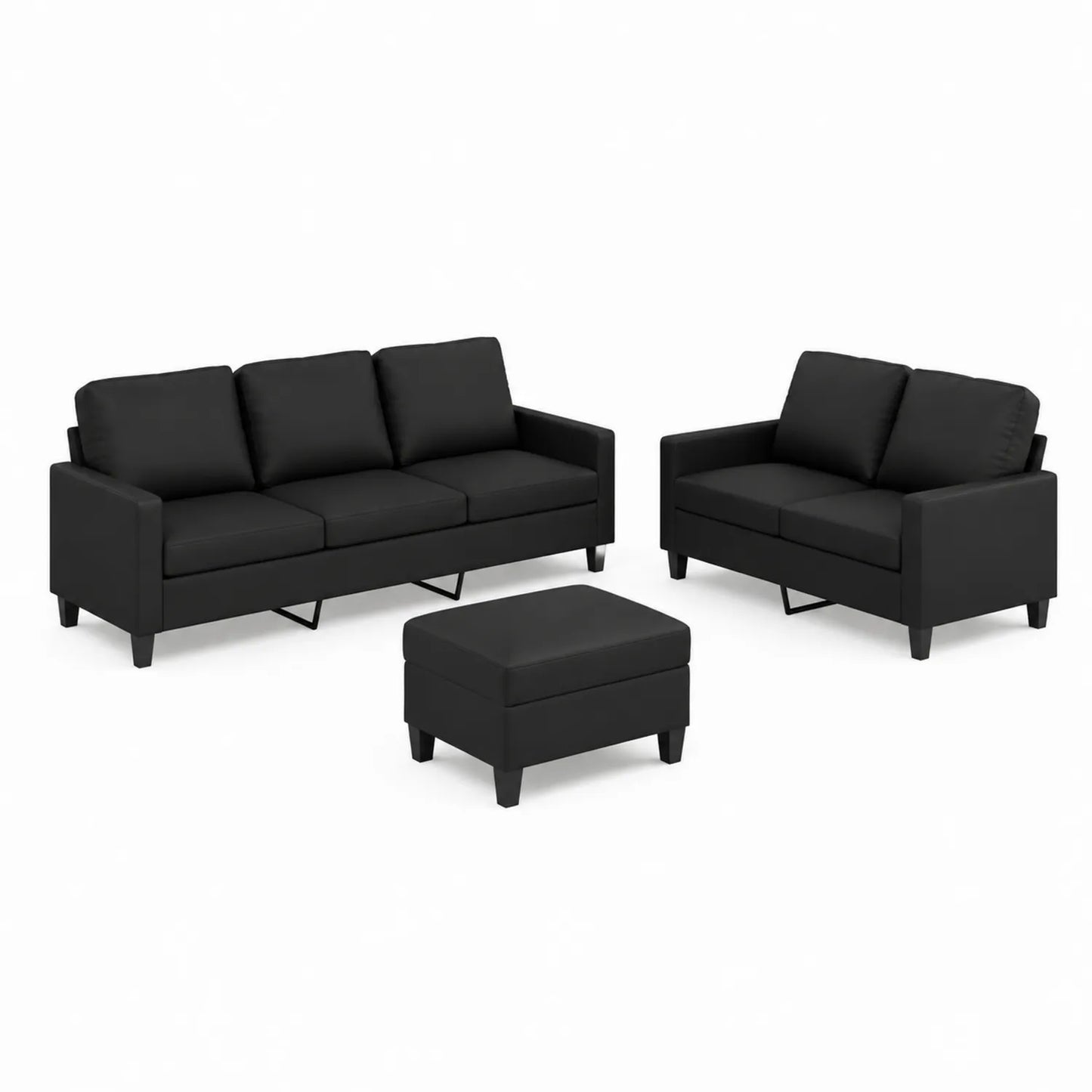 Conjunto de Sofás de Poliuretano Negro