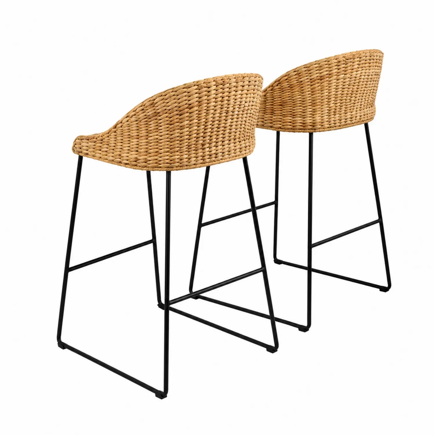 Set de Taburetes de Ratán Sintético con Estructura de Metal