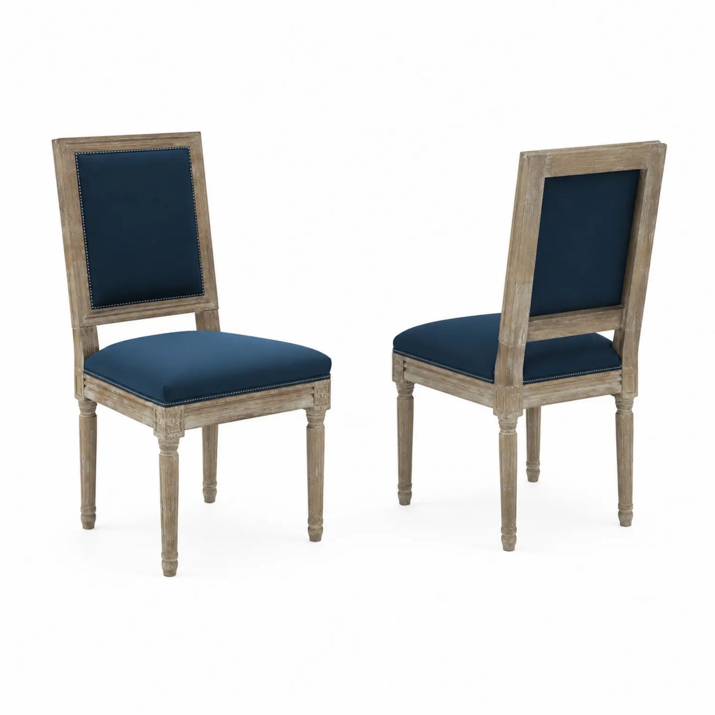 Conjunto de 2 sillas de comedor de madera con tapizado azul