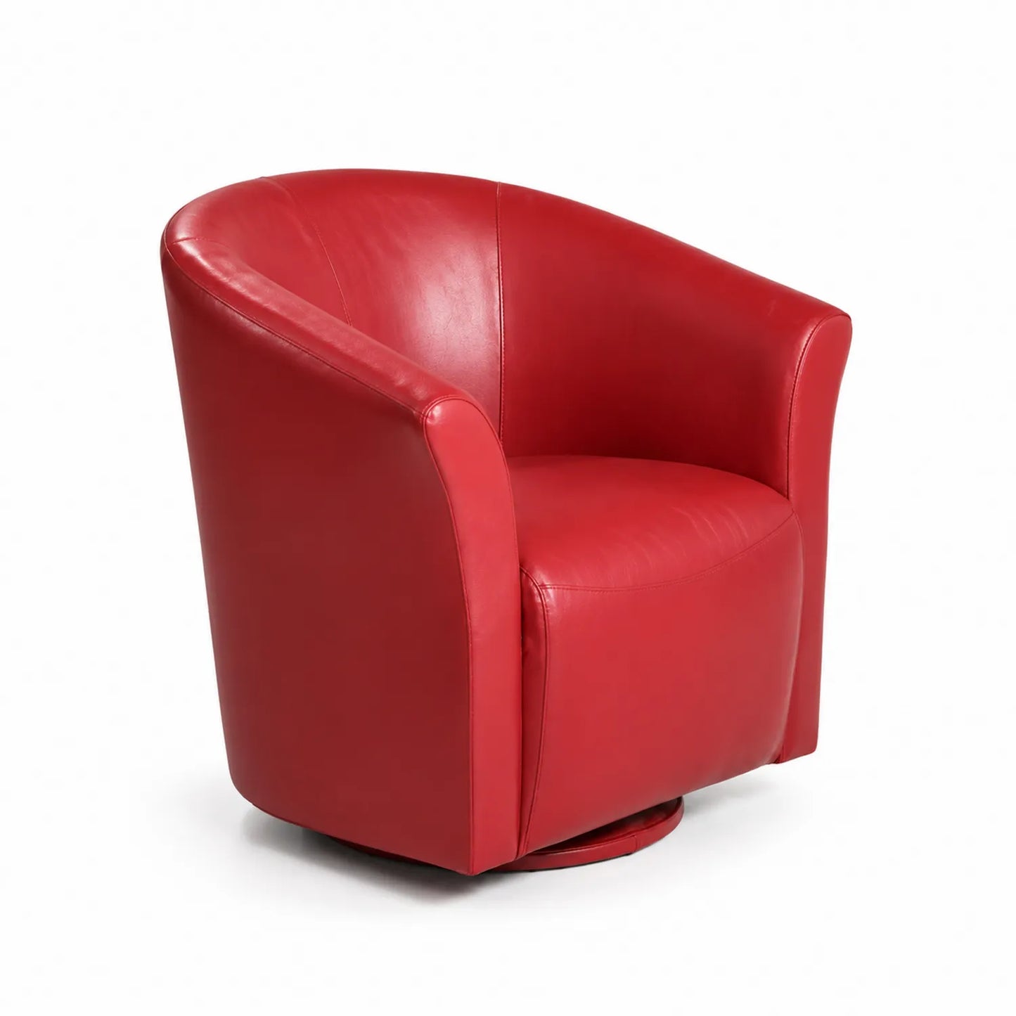 Sillón giratorio de cuero sintético rojo