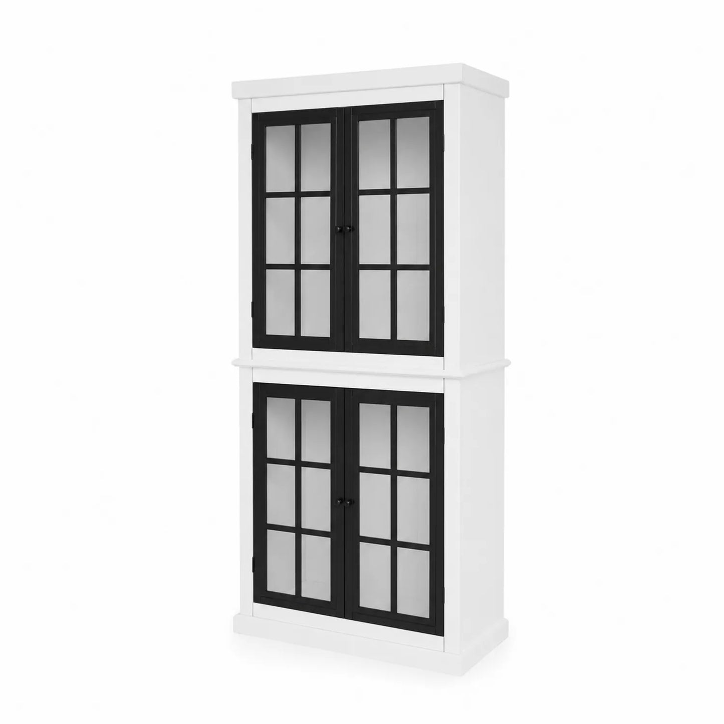 Aparador de madera con puertas de vidrio templado negro y blanco 180x90x40 cm