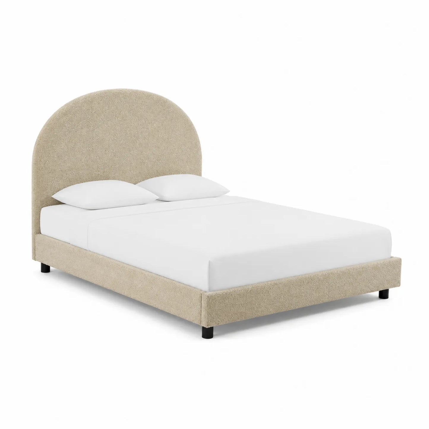 Cama de Tela Beige con Cabecero Arqueado 200x160 cm
