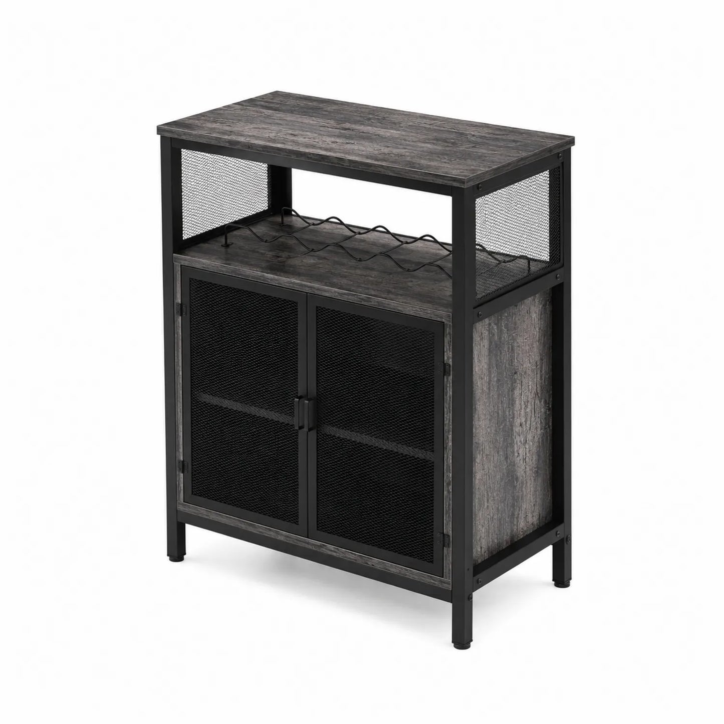 Aparador de Madera y Metal con Soporte para Botellas 80x40x90 cm
