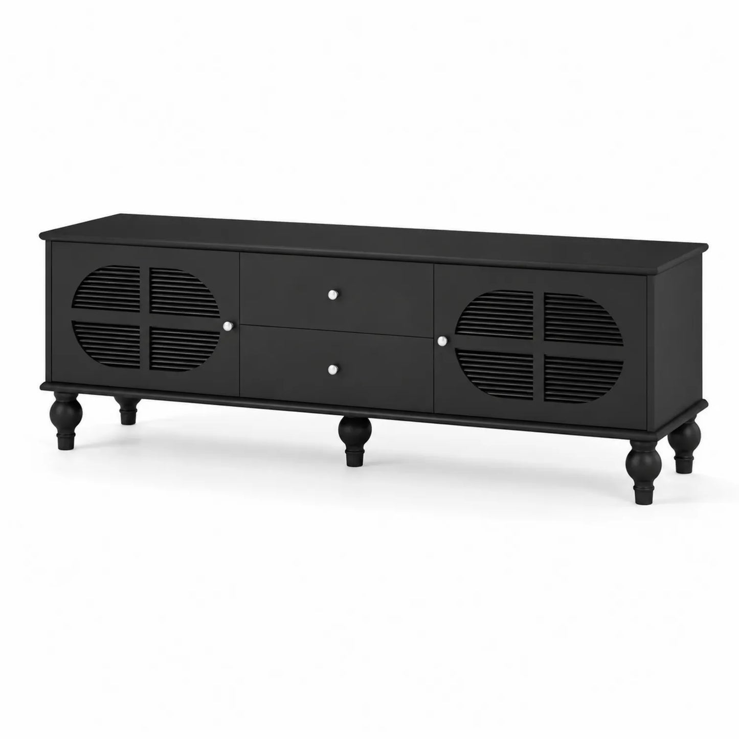 Mueble de TV de Madera con Puertas y Cajones Negro 120x40x50 cm