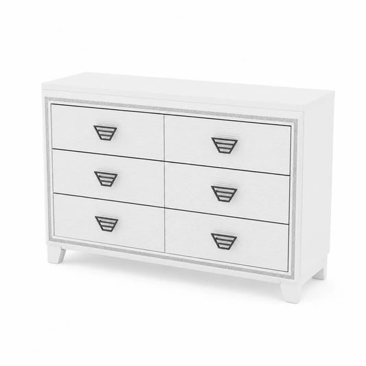 Cajonera de Seis Cajones de MDF y Metal Blanca 120x40x80 cm