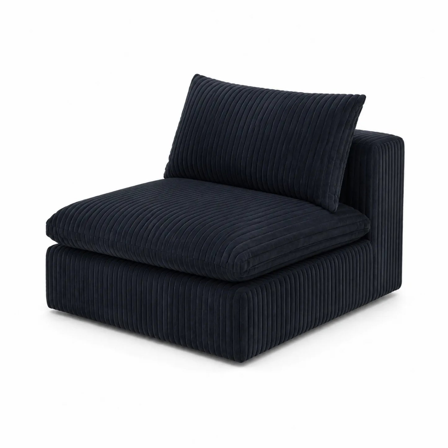 Sofá modular de tela azul oscuro con sección de 90x90x70 cm