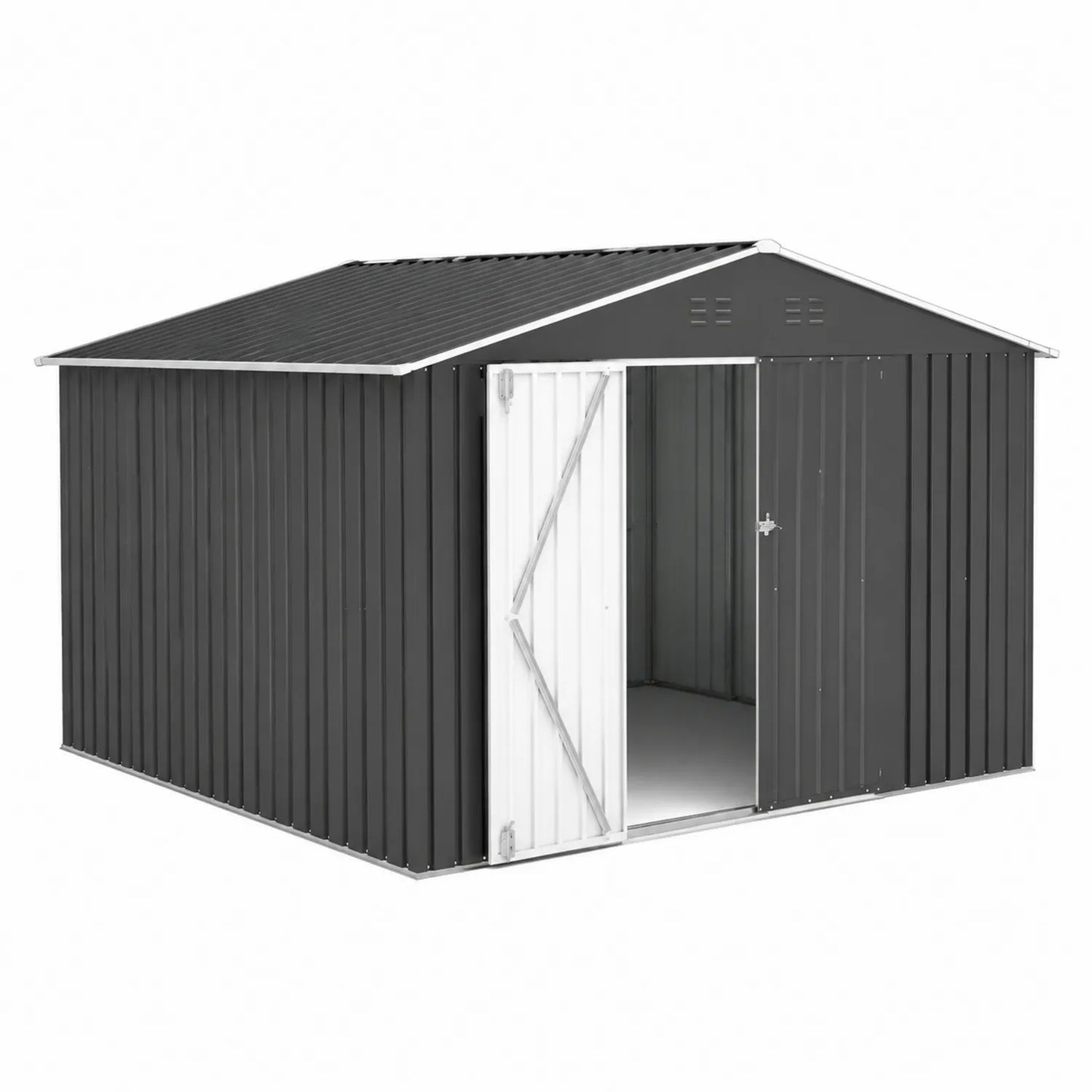 Cobertizo Exterior de Acero Galvanizado Gris Oscuro/Blanco 240x300x180 cm
