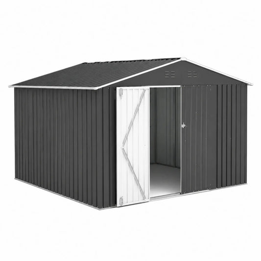 Cobertizo Exterior de Acero Galvanizado Gris Oscuro/Blanco 240x300x180 cm