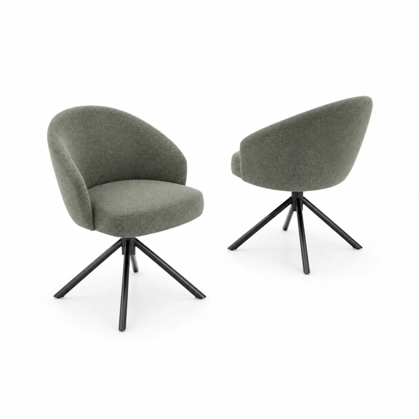 Silla giratoria de tela con base de metal negro