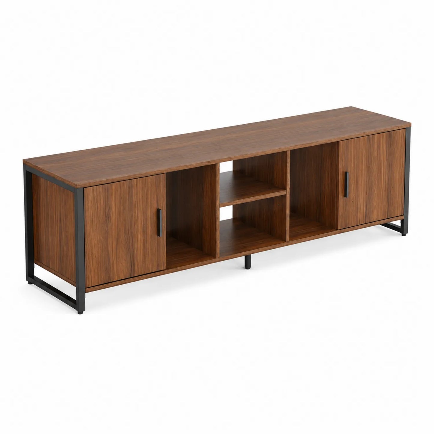 Mueble de TV de Madera y Metal con Acabado en Nogal 180 cm