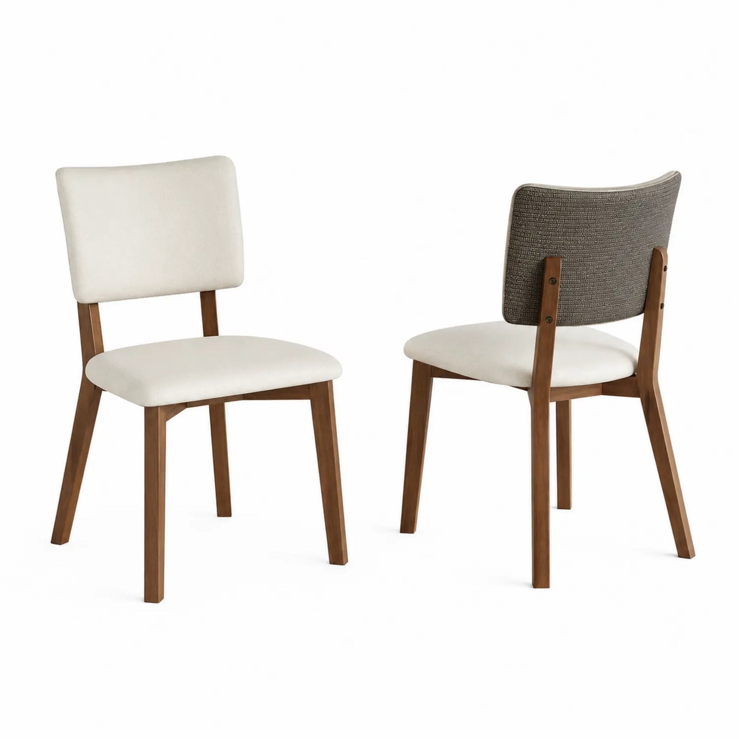 Juego de 2 sillas de madera con tapizado en crema y marrón