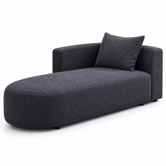 Sofá Chaise Longue de Tela Gris Oscuro 160cm