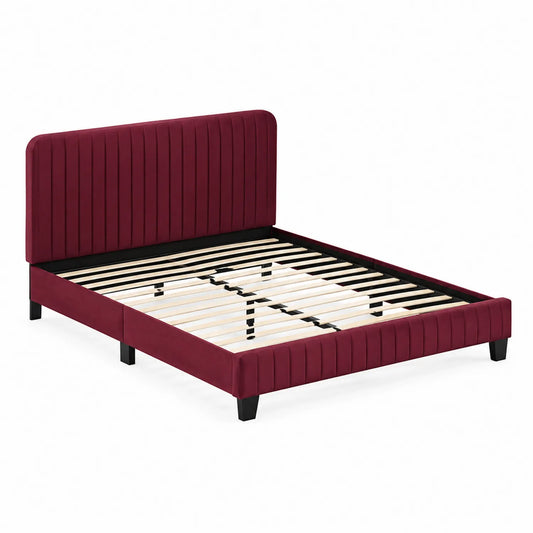 Cama de Plataforma de Terciopelo Burdeos 200x150 cm