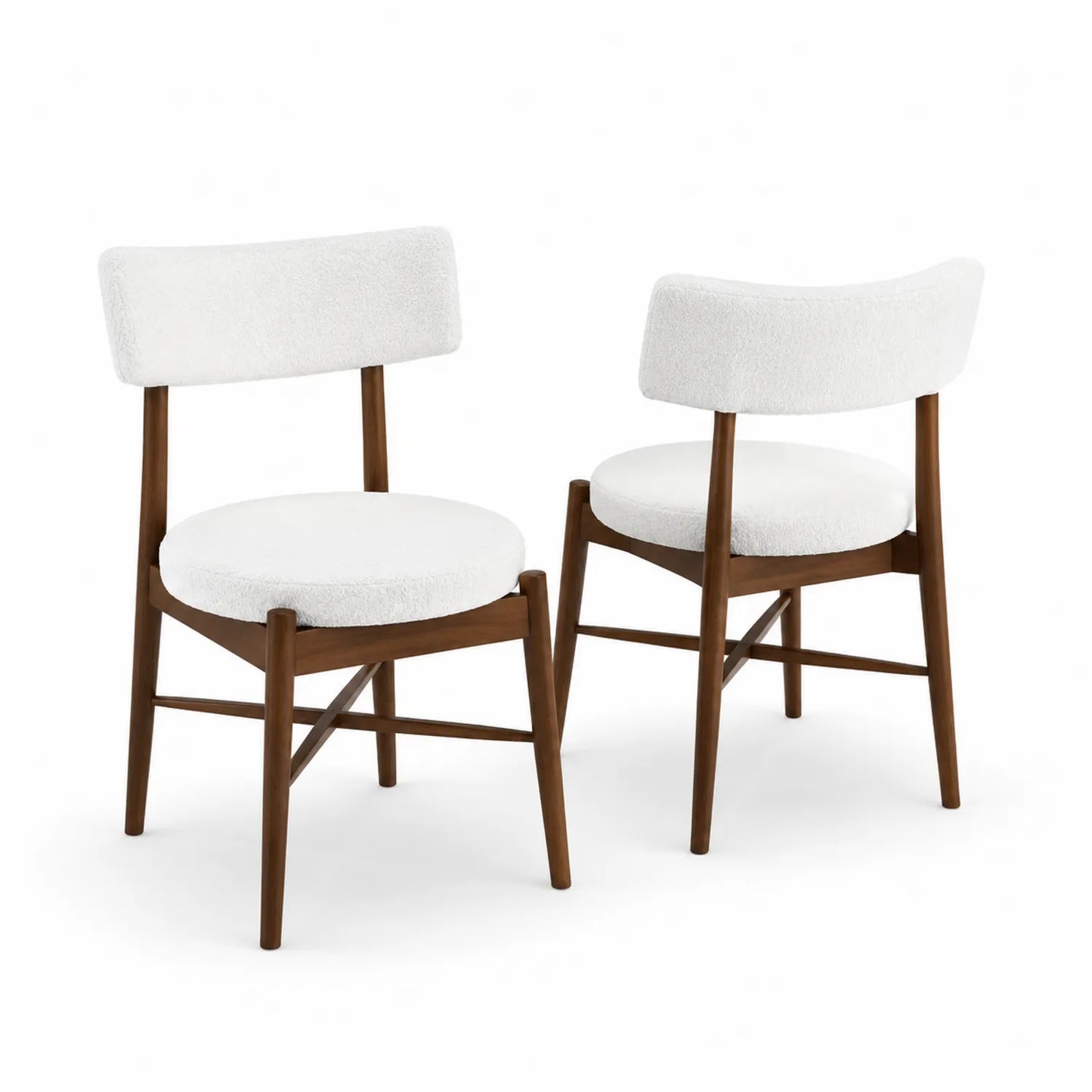 Set de 2 sillas de madera y poliéster blanco
