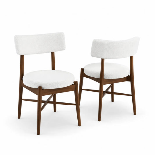 Set de 2 sillas de madera y poliéster blanco