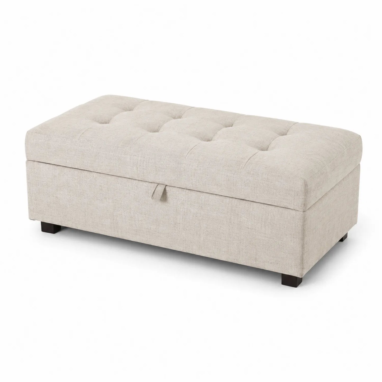 Banco de almacenamiento tapizado de lino beige 120x45x40 cm