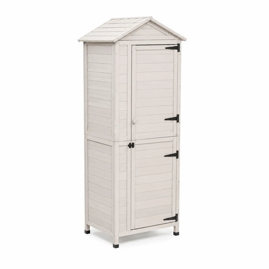 Armario exterior de madera blanca 180x60x50 cm