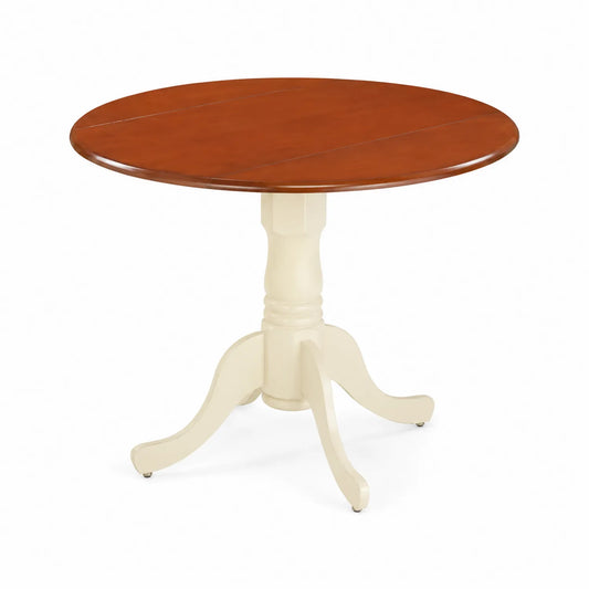 Mesa redonda de madera Marrón y Beige - 100 cm