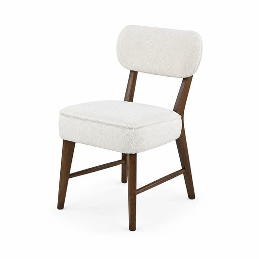 Silla de madera con tapizado de poliéster beige