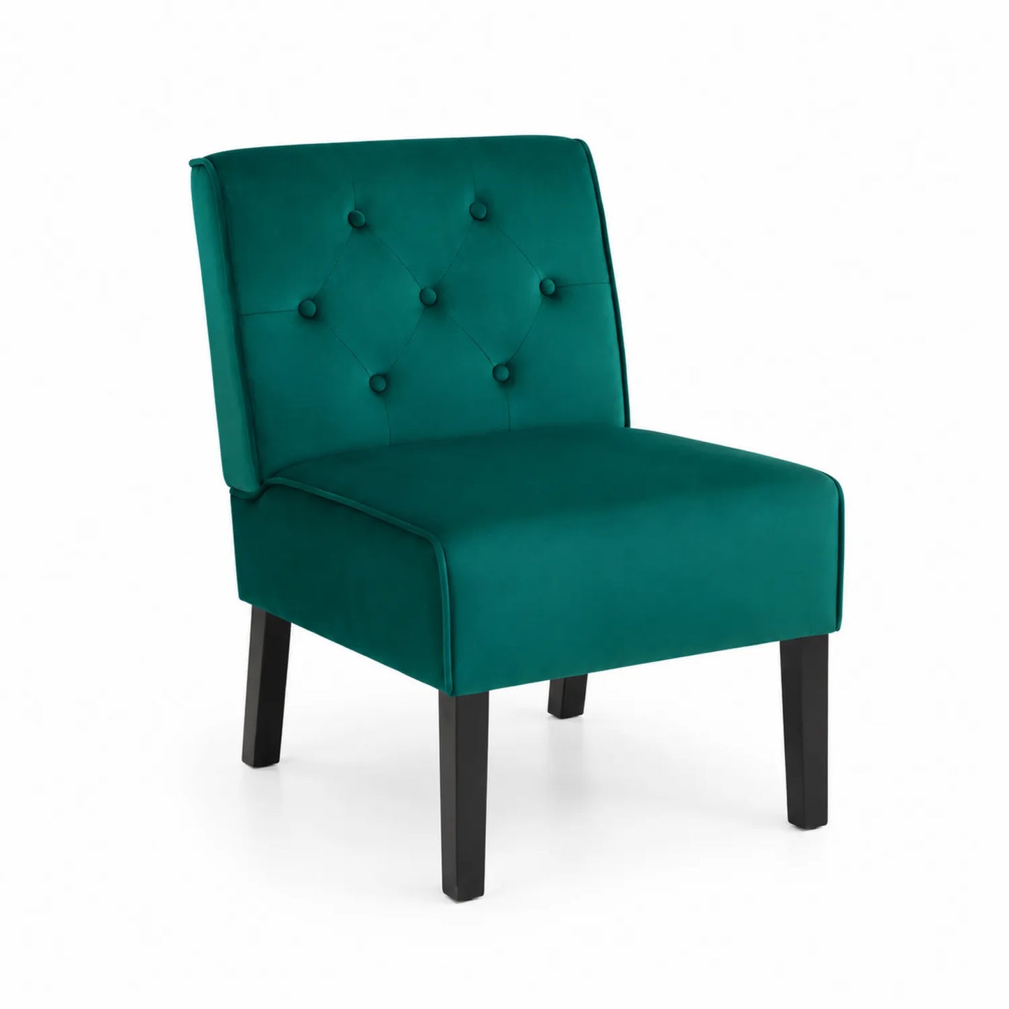 Silla de Terciopelo con Patas de Madera
