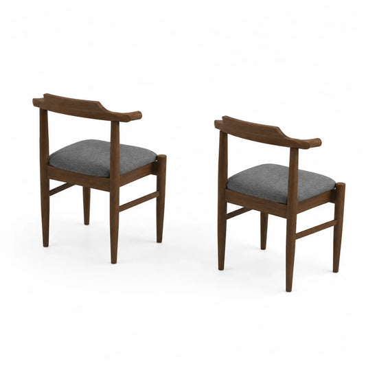 Set de 2 sillas de madera con asiento de poliéster Gris