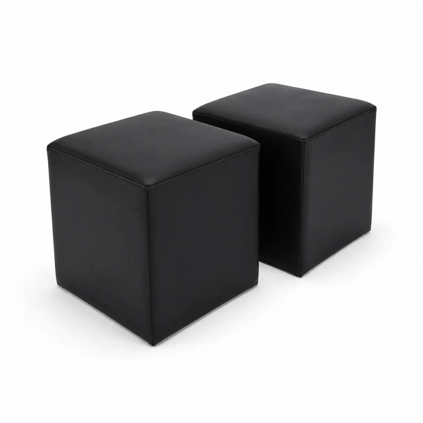 Juego de 2 pufs cuadrados de cuero sintético negro