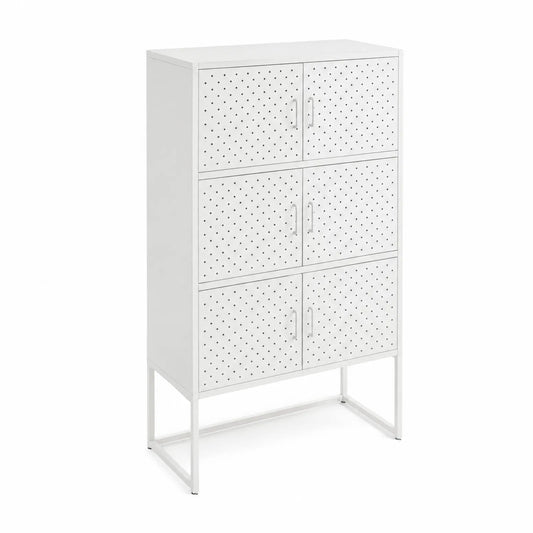 Armario de metal blanco con puertas perforadas 120x60x30 cm