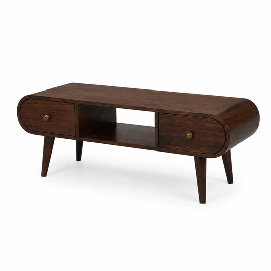 Mesa de TV de Madera con 2 Cajones y Compartimento