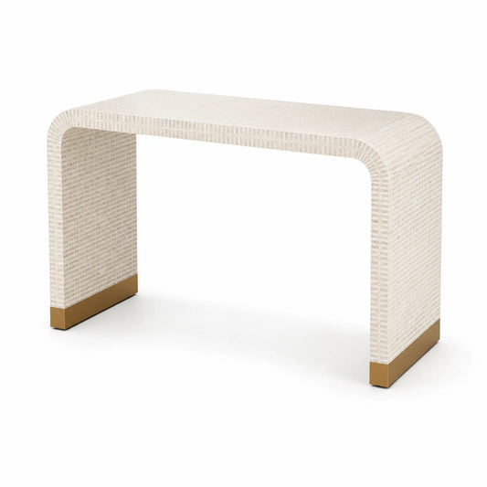 Mesa consola de MDF y metal blanco roto 120 cm