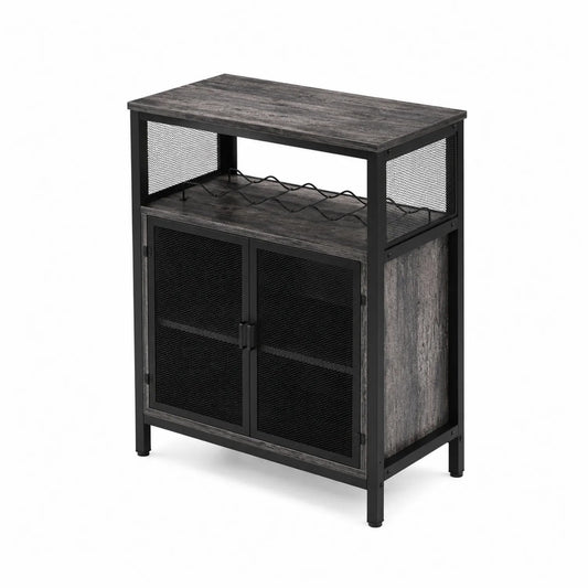 Aparador de Madera y Metal con Soporte para Botellas 80x40x90 cm