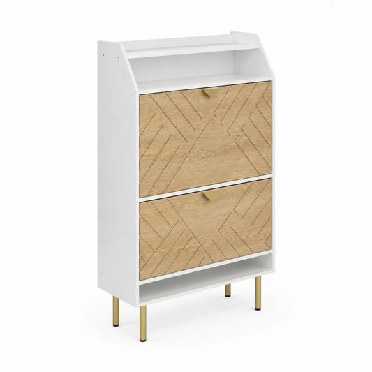Zapatero de MDF y Roble con Patas Metálicas 80x30x120cm
