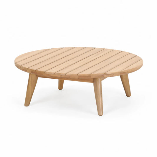Mesa redonda de madera de teca