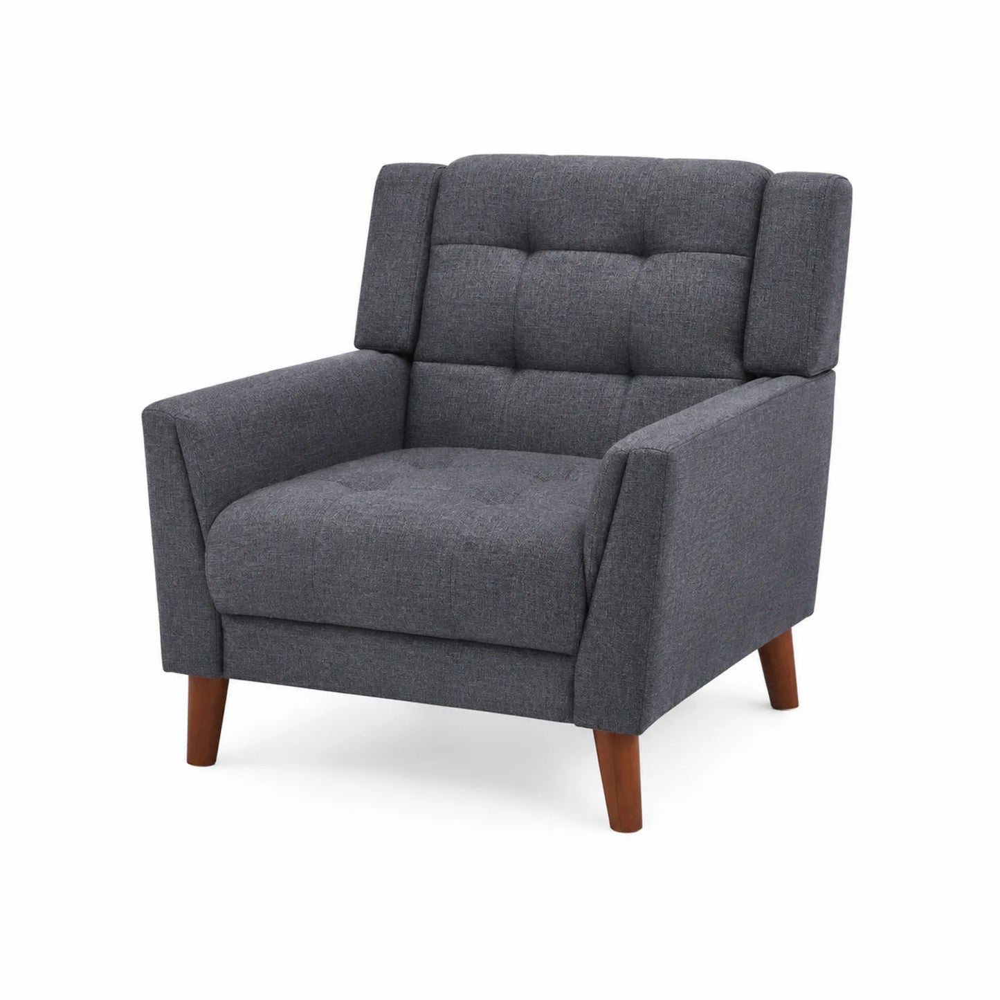 Sillón de Tela Gris con Patas de Madera 75x80x85 cm