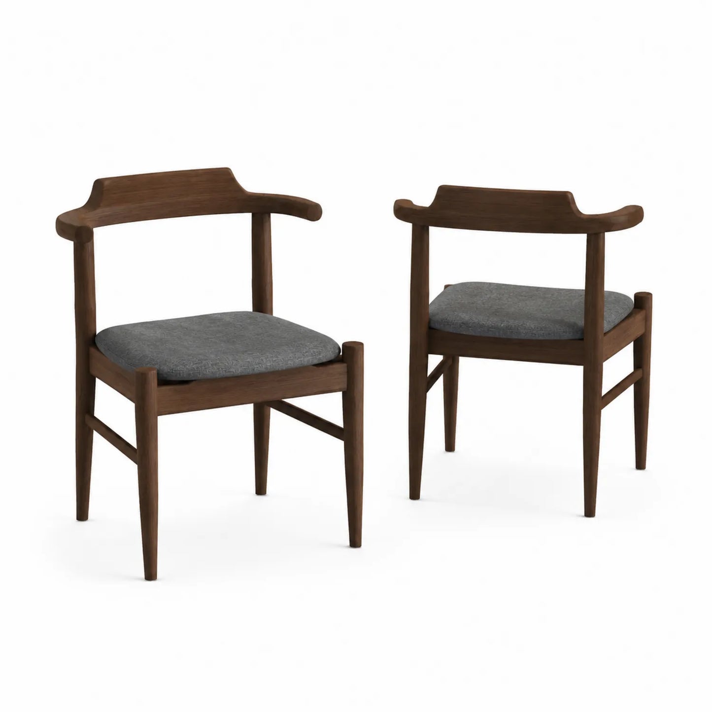 Conjunto de 2 sillas de madera con asiento de poliéster gris