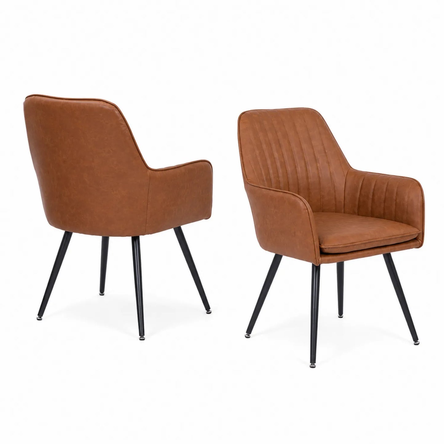 Sillas de Comedor Marrón de Imitación Cuero con Patas Metálicas, Set de 2