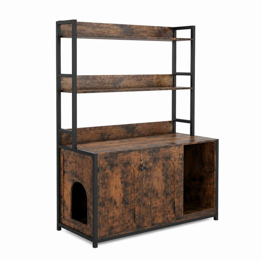 Estantería de Madera y Metal con Gabinete Marrón/Negro